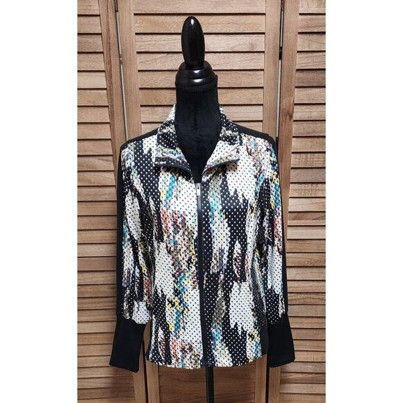 Lucy Black & White Printed Jacket Athletic Gym Workout Activewear Size Medium M - Picture 1 of 7